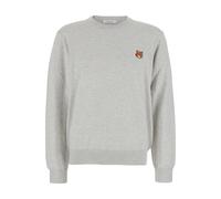 Maison Kitsuné - Maglione Girocollo con Patch Volpe - - Knitwear - Uomo - Grigio - L
