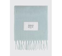 MAISON KITSUNÉ Sciarpa in lana con patch logo e finiture sfrangiate OS Acqua