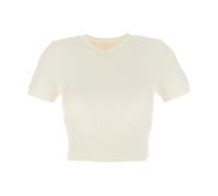 Maison Margiela - Top in maglia a coste con scollo a V - - Knitwear - Donna - Bianco - XS