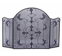 Maison Shabby CHIC - Parascintille per camino, colore: nero, ca. 80 × 120 cm, a tre ante in metallo, look antico, per camino, stile vintage, copertura per camino, griglia di protezione nostalgica