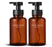 MaisoNovo Dispenser di sapone schiumogeno in vetro da 400 ml | Dosatori neri in vetro ambrato x 2 | Dispenser Sapone Schiuma