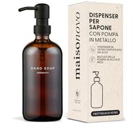 MaisoNovo Dispenser per sapone 1-Piece Set | 500 ml Bottiglie ambra con pompa nera in acciaio inox