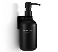 MaisoNovo Dispenser Per Shampoo E Balsamo - Dispenser Per Sapone Da Doccia Con Montaggio A Parete - Set Da 1 Flaconi In Plastica Nera Da 500 ml Con Pompe Nere - 1 Scomparti Senza Foratura