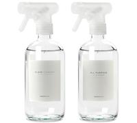 MaisoNovo flaconi spray in vetro per la pulizia - Trasparente da 500 ml x 2 con 16 etichette completo di spruzzino