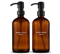 MaisoNovo Set di 2 dispenser per sapone | Flaconi ambrati da 500 ml con pompe in plastica nera