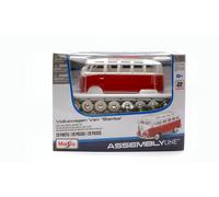 MAISTO 1/24 KIT FURGONE VW T1 VAN SAMBA ROSSO/BIANCO MODELLINO STATICO DIECAST