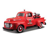 Maisto- 1:24 Scale Harley Davidson 1936 El Knucklehead + 1948 Ford F-1 Veicolo pressofuso, Colore: Rosso, 7inch, 32191-00000021