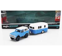 MAISTO 1/64 FORD BRONCO ROULOTTE 1966 BLU BIANCO MODELLINO STATICO DIECAST