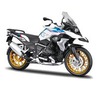 koenig-tom Maisto BMW R1250GS: modello moto in scala 1:12, con sospensioni e cavalletto laterale pieghevole, 17 cm, blu-bianco (5-20100), medio
