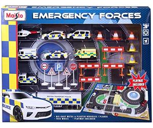 Maisto M12151 Fresh Metal Emergency Force Playmat Playset con veicoli pressofusi, diversi colori