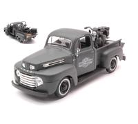 MAISTO MI32185D FORD F1 PICK UP 1948 W/HARLEY DAVIDSON WLA FLATHEAD MATT GREY 1: