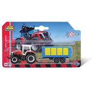 Bburago M15590M Maisto Mini Macchine da Lavoro MASSEY FERGUSSON 8S.265 TRATTORE CON RIMORCHIO BALER die cast Modello, Rosso