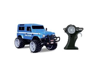 Maisto, RC Land Rover Defender Polizia 2,4GHz 1:16, fuoristrada telecomandato per bambini dagli 8 anni in su, batterie non incluse, Blu, 926905.004