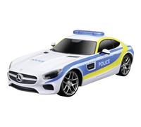 MaistoTech R/C Mercedes AMG GT Polizia: auto radiocomandata in scala 1:24, effetto polizia, controllo impugnatura pistola, trazione posteriore, a partire dai 5 anni, 20 cm, bianco-blu (581510)