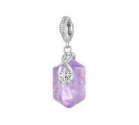 MAITONGG 925 Argento Gemme Naturali Ametista Pendente Goccia Charm Albero Malocchio Bead Fit Bracciale Collana Donna