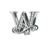 MAITONGG 925 Argento Sterlina A-Z 26 Lettere Charm Perline Cave Fit Donne Braccialetto Braccialetto Ciondolo Gioielli