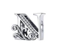 MAITONGG 925 Argento Sterlina A-Z 26 Lettere Charm Perline Cave Fit Donne Braccialetto Braccialetto Ciondolo Gioielli
