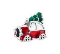 MAITONGG 925 Argento Sterlina Albero Di Natale Auto Perline Elk Fiocco Di Neve Fascino Cucciolo Gatto Ciondolo Adatto Braccialetto Fai Da Te Collana