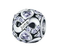MAITONGG 925 Argento Sterlina Viola Cristallo Loto Incanti Perla Goccia Ciondolo Retro Cavo Cuore Perline Adatto Braccialetto Originale Collana