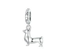 MAITONGG 925 Sterling Silver Amore Cuore Charm Bassotto Cane Pendente Viola Cristallo Lotus Perline Fit Bracciale Collana Fai Da Te Ragazza