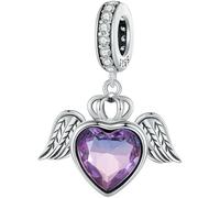 MAITONGG 925 Sterling Silver Amore Cuore Charm Bassotto Cane Pendente Viola Cristallo Lotus Perline Fit Bracciale Collana Fai Da Te Ragazza
