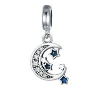 MAITONGG 925 Sterling Silver Blu Charms Perline Galaxy Star Moon Fiocco Di Neve Ciondolo Fit Donne Bracciali Fai Da Te Gioielli Di Pregio