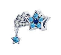 MAITONGG 925 Sterling Silver Blu Charms Perline Galaxy Star Moon Fiocco Di Neve Ciondolo Fit Donne Bracciali Fai Da Te Gioielli Di Pregio