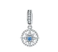 MAITONGG 925 Sterling Silver Blu Charms Perline Galaxy Star Moon Fiocco Di Neve Ciondolo Fit Donne Bracciali Fai Da Te Gioielli Di Pregio