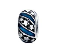 MAITONGG 925 Sterling Silver Blu Charms Perline Galaxy Star Moon Fiocco Di Neve Ciondolo Fit Donne Bracciali Fai Da Te Gioielli Di Pregio