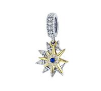 MAITONGG 925 Sterling Silver Blu Charms Perline Galaxy Star Moon Fiocco Di Neve Ciondolo Fit Donne Bracciali Fai Da Te Gioielli Di Pregio