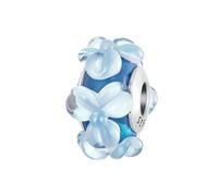 MAITONGG 925 Sterling Silver Blu Fiore Di Murano Charm Cuore Distanziatore Perline Goccia Ciondolo Fit Bracciale Originale Collana Fai Da Te