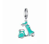 MAITONGG 925 Sterling Silver Blu Valigia Da Viaggio Charm Rosa Auto Pendente Famiglia Casa Casa Perline Fit Donne Bracciale Gioielli Fai Da Te