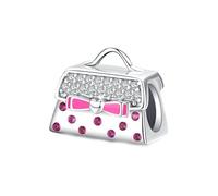 MAITONGG 925 Sterling Silver Blu Valigia Da Viaggio Charm Rosa Auto Pendente Famiglia Casa Casa Perline Fit Donne Bracciale Gioielli Fai Da Te