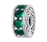 MAITONGG 925 Sterling Silver Charm Cristallo Verde Farfalla Pendente Perline Distanziatrici Fit Bracciale Originale Donna Collana Fai Da Te