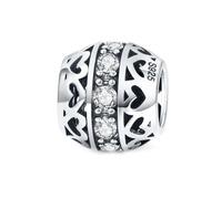 MAITONGG 925 Sterling Silver Charm Zircone Chiaro Famiglia Cuore Croce Catena Di Sicurezza Perline Fit Bracciale Collana Fai Da Te Gioielli Raffinati