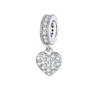 MAITONGG 925 Sterling Silver Charm Zircone Chiaro Famiglia Cuore Croce Catena Di Sicurezza Perline Fit Bracciale Collana Fai Da Te Gioielli Raffinati
