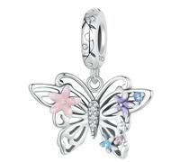 MAITONGG 925 Sterling Silver Rosa Fiore Vite Charm Perlina, Ortensia Farfalla Pendente Per Le Donne Fai Da Te Bracciale Collana Gioielli Raffinati