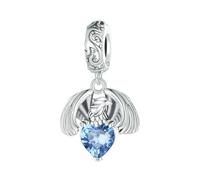 MAITONGG Animali Cicogna Bianca Ciondolo Perline 925 Argento Sterling Blu Cristallo Aquila Charms Gatto Perline Fit Fai Da Te Bracciale Collana