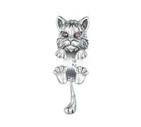 MAITONGG Animali Cicogna Bianca Ciondolo Perline 925 Argento Sterling Blu Cristallo Aquila Charms Gatto Perline Fit Fai Da Te Bracciale Collana