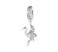 MAITONGG Animali Cicogna Bianca Ciondolo Perline 925 Argento Sterling Blu Cristallo Aquila Charms Gatto Perline Fit Fai Da Te Bracciale Collana