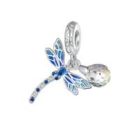 MAITONGG Brillianza Nel Buio Firefly Charms 925 Argento Sterlina Dragonfly Cristallo Fiore Perline Adatto Braccialetto Fai Da Te Collana Pendente