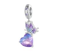 MAITONGG Brillianza Nel Buio Firefly Charms 925 Argento Sterlina Dragonfly Cristallo Fiore Perline Adatto Braccialetto Fai Da Te Collana Pendente