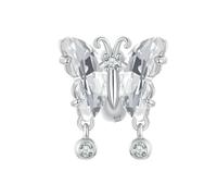 MAITONGG Chiaro Cristallo Farfalla Incanti 925 Argento Sterlina Quadrato Perlina Acqua Goccia Ciondolo Adatto Braccialetto Originale Fai Da Te Gioielli