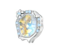 MAITONGG Ciondolo Fiocco Di Neve Blu 925 Argento Sterlina Ghiaccio Neve Arcobaleno Cuore Fascino Perline Adatto Braccialetto Fai Da Te Collana