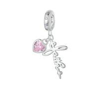 MAITONGG Cuore Rosa Charms 925 Sterling Silver Fede Ciondolo Dio Bibbia Perline Fit Bracciale Originale Collana Fai Da Te Gioielli Making