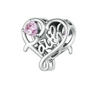 MAITONGG Cuore Rosa Charms 925 Sterling Silver Fede Ciondolo Dio Bibbia Perline Fit Bracciale Originale Collana Fai Da Te Gioielli Making