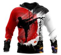 MAITONGG Felpa con Cappuccio Personalizzata con Zip da Uomo Karate Arti Marziali Felpe con Cappuccio da Uomo Stampate in 3D Unisex Harajuku Pullover Casual Streetwear