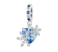 MAITONGG Fiocchio Di Neve Farfalla Charms 925 Argento Sterlina Blu Cristallo Corona Perline Adatto Braccialetto Fai Da Te Collana Pendente