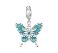 MAITONGG Fiocchio Di Neve Farfalla Charms 925 Argento Sterlina Blu Cristallo Corona Perline Adatto Braccialetto Fai Da Te Collana Pendente