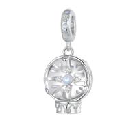 MAITONGG Fiocchio Di Neve Farfalla Charms 925 Argento Sterlina Blu Cristallo Corona Perline Adatto Braccialetto Fai Da Te Collana Pendente